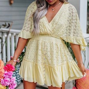 Luxxel yellow Lace Romper size S